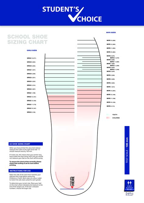 shoe fit size chart.